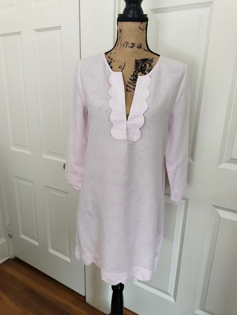 J.Crew Tunic Light Pink Scallop-Trim Linen Dress Size XS